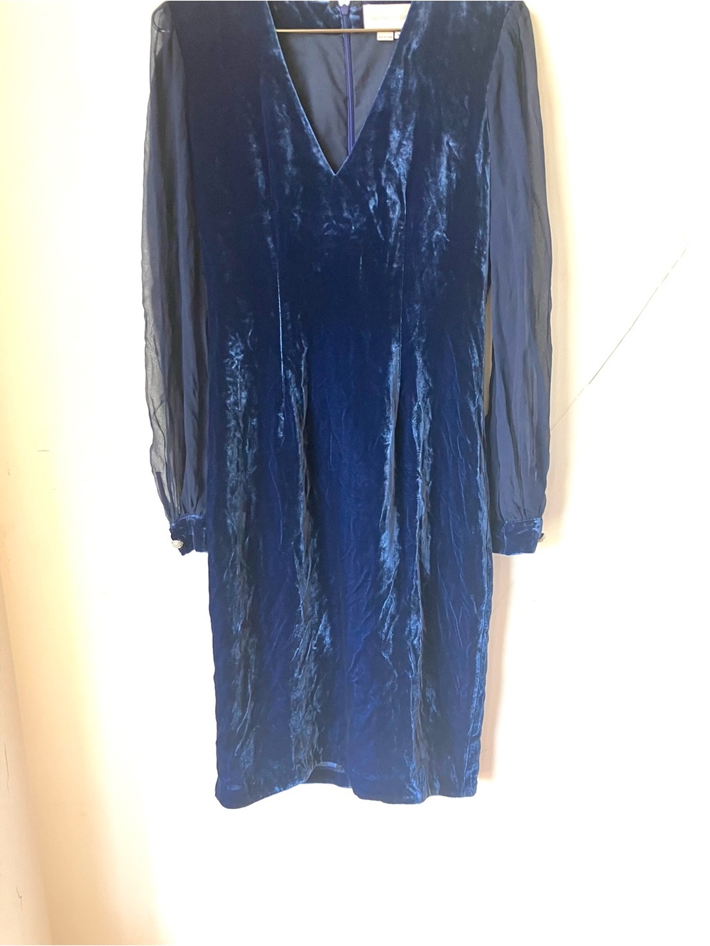Sachin + Babi Navy Velvet V-Neck Long Sleeve Dress